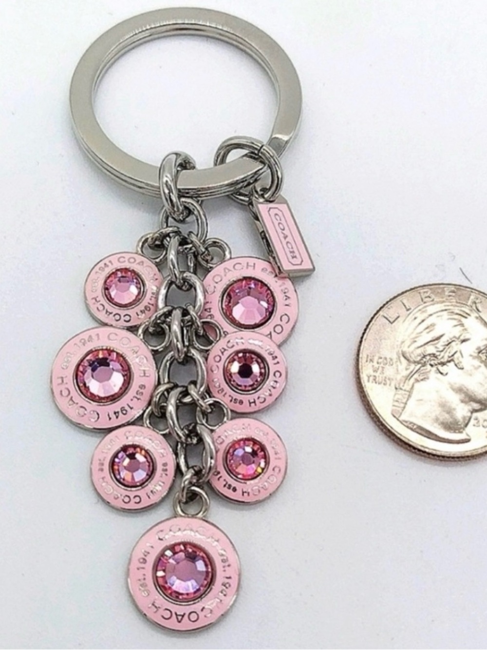 Coach Vintage Breast Cancer Awareness (BCA) multi-charm keychain.